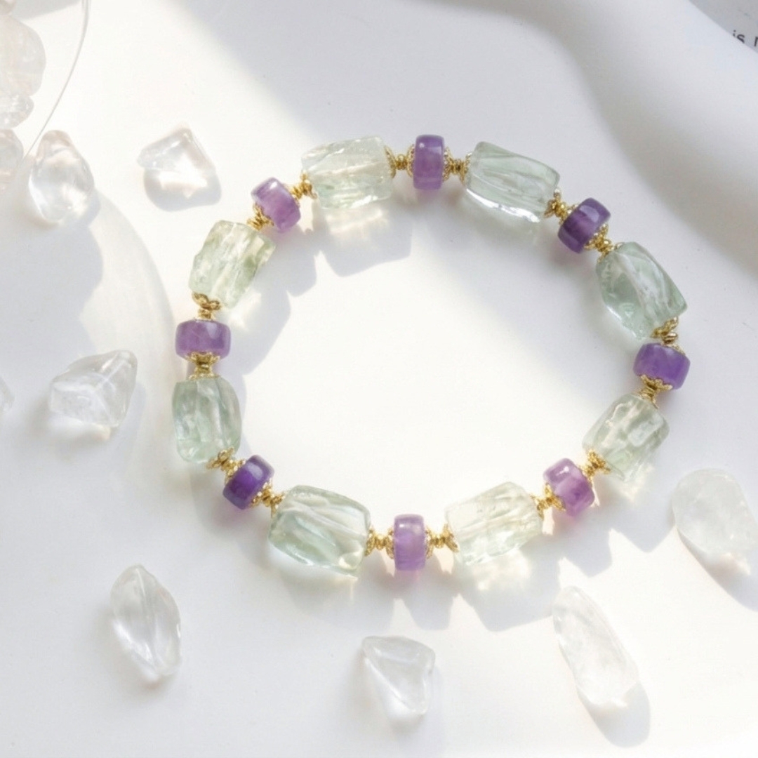 Amethyst green quartz & amethyst bracelet